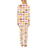 Hippopotamus Pattern Print Design 01 Women's Long Pajama Set