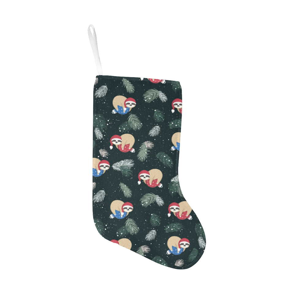 Cute sloths sleeping christmas ball santa hat patt Christmas Stocking