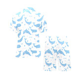 Blue whale pattern Men's V-Neck Short Pajama Set
