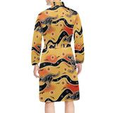 Japanese wave pattern Men's Long Sleeve Belted Night Robe