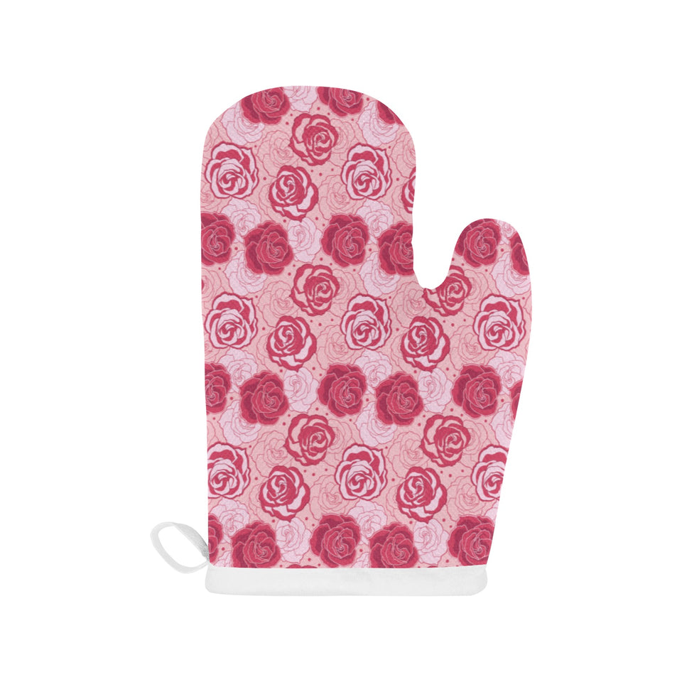 Rose Pattern Print Design 02 Heat Resistant Oven Mitts