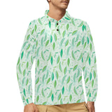 Green Peas Pattern Print Design 01 Men's Long Sleeve Polo Shirt