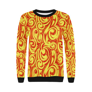 Fire flame design pattern Women's Crew Neck Sweatshirt