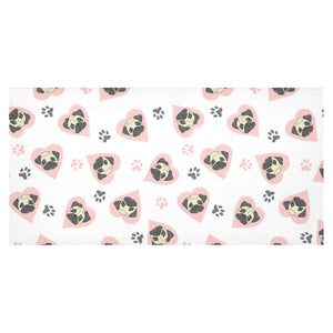 Cute pugs pink heart paw pattern Tablecloth