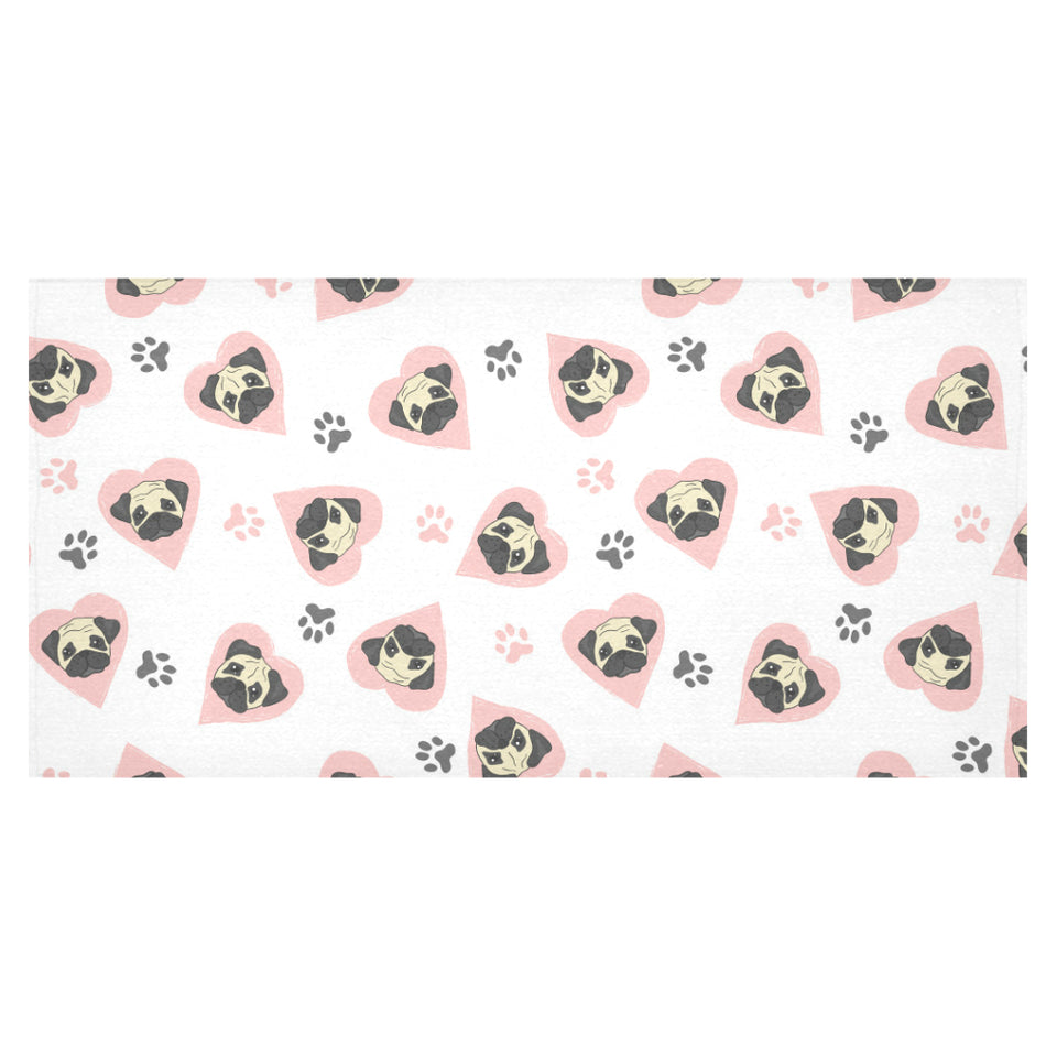 Cute pugs pink heart paw pattern Tablecloth