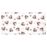 Cute pugs pink heart paw pattern Tablecloth