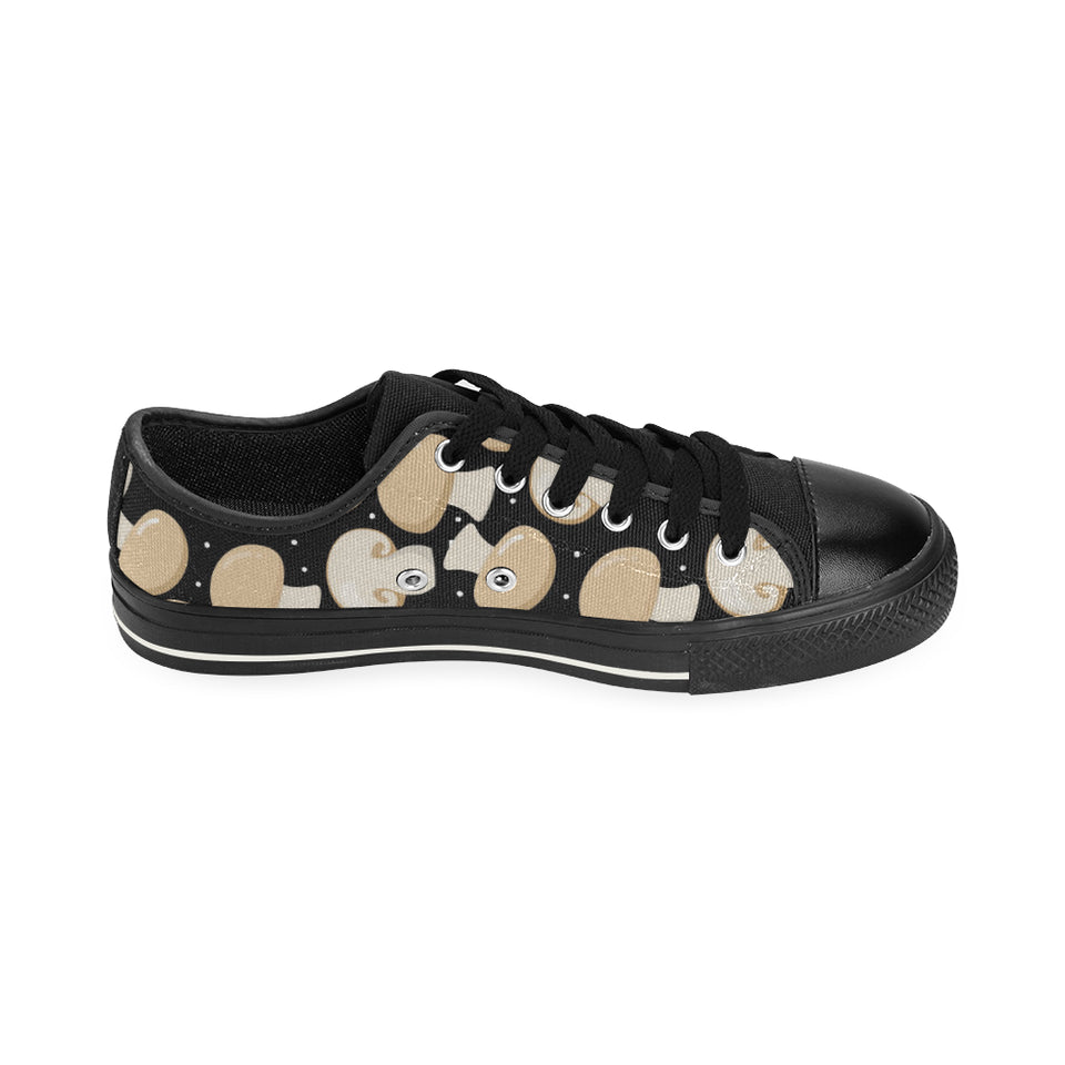 Champignon mushroom pattern Men's Low Top Canvas Shoes Black