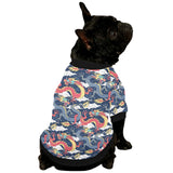 Blue red dragon cloud pattern All Over Print Pet Dog Round Neck Fuzzy Shirt