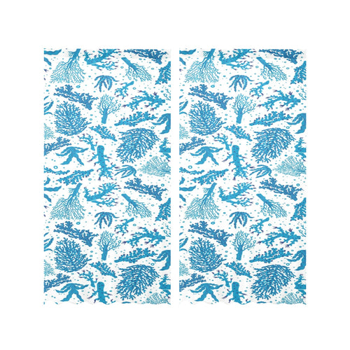 Coral Reef Pattern Print Design 01 Gauze Curtain