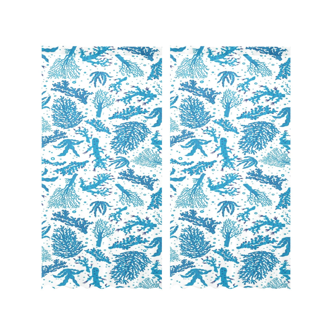 Coral Reef Pattern Print Design 01 Gauze Curtain
