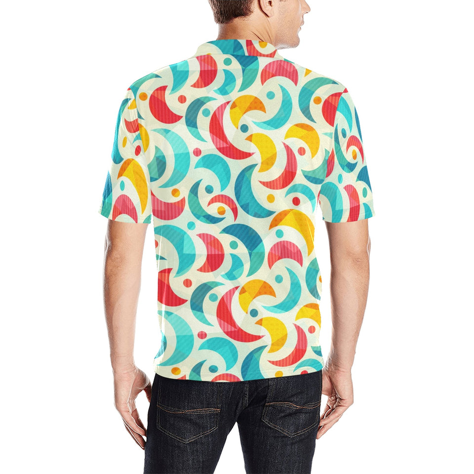 Colorful moon pattern Men's All Over Print Polo Shirt