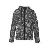 Garlic pattern black background Women's Padded Hooded Jacket