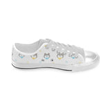 Cute Siberian Husky pattern Men's Low Top Shoes White