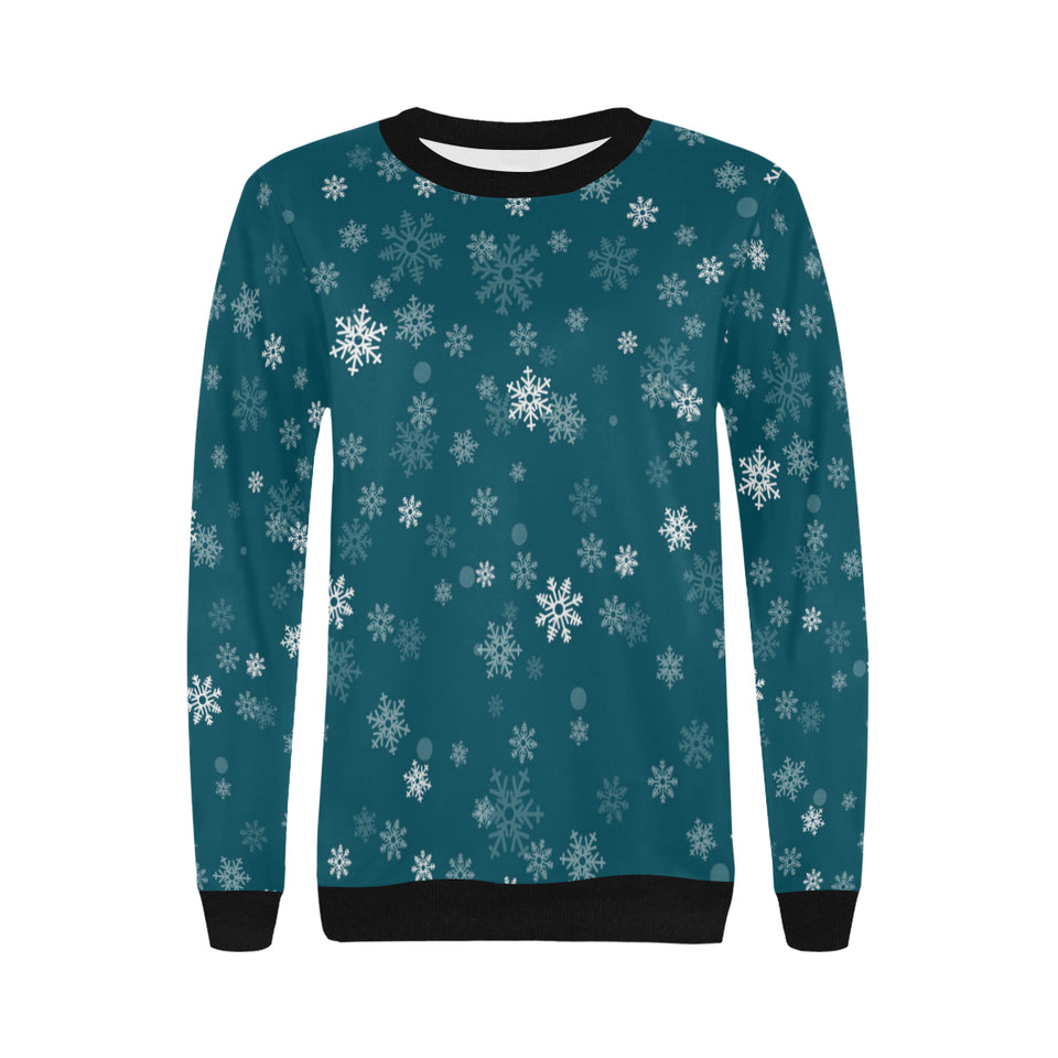 Snowflake pattern dark background Women's Crew Neck Sweatshirt