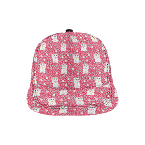 Maneki neko cat sakura pink background All Over Print Snapback Cap