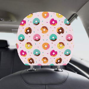Donut pattern glaze pink background Car Headrest Cover
