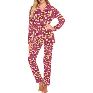 Popcorn Pattern Print Design 02 Women's Long Pajama Set