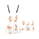 Cute Kangaroo pattern Chest Sexy Pleated Two Piece Swim Dress