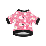 Maneki neko cat sakura pink background All Over Print Pet Dog Round Neck Fuzzy Shirt