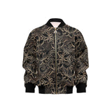 luxurious gold lotus waterlily black background Kids' Boys' Girls' Bomber Jacket