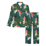 Parrot Palm tree leaves flower hibiscus pattern Men's Long Pajama Set