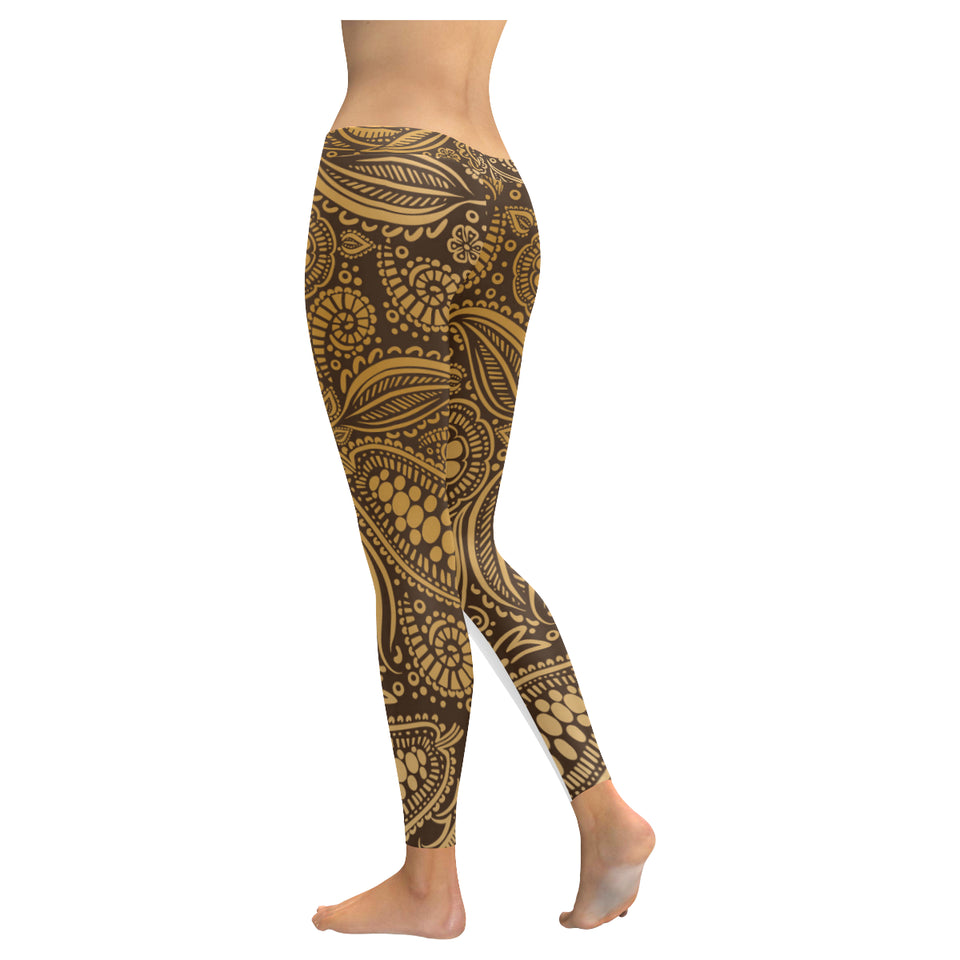 cacao beans tribal polynesian pattern background Women's Legging Fulfilled In US