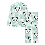 Panda pattern tropical leaves background Women's Long Pajama Set