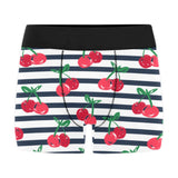 Hand drawn cherry pattern striped background Men's All Over Print Boxer Briefs Men's Underwear