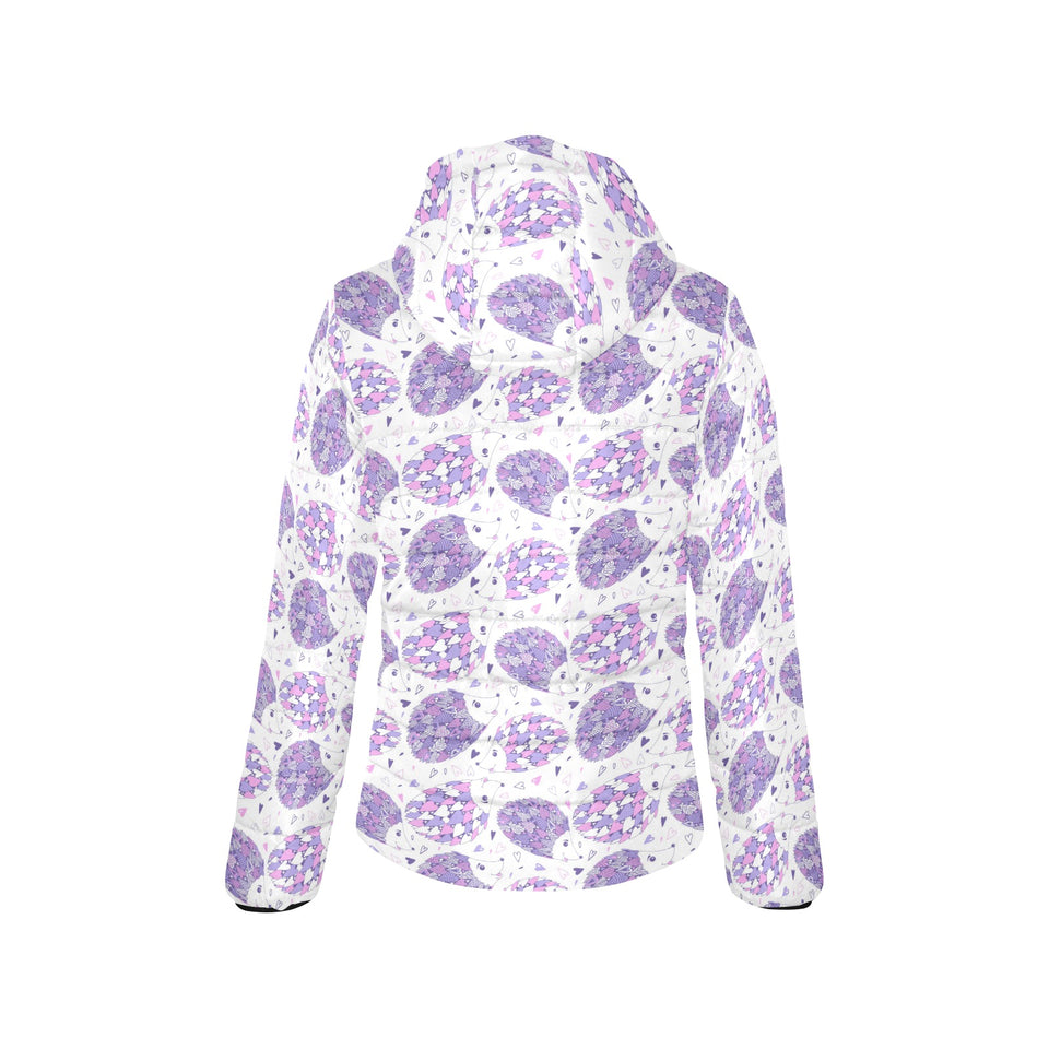 Hedgehog Pattern Print Design 05 Women's Padded Hooded Jacket