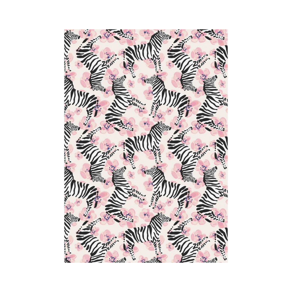 Zebra pink flower background House Flag Garden Flag