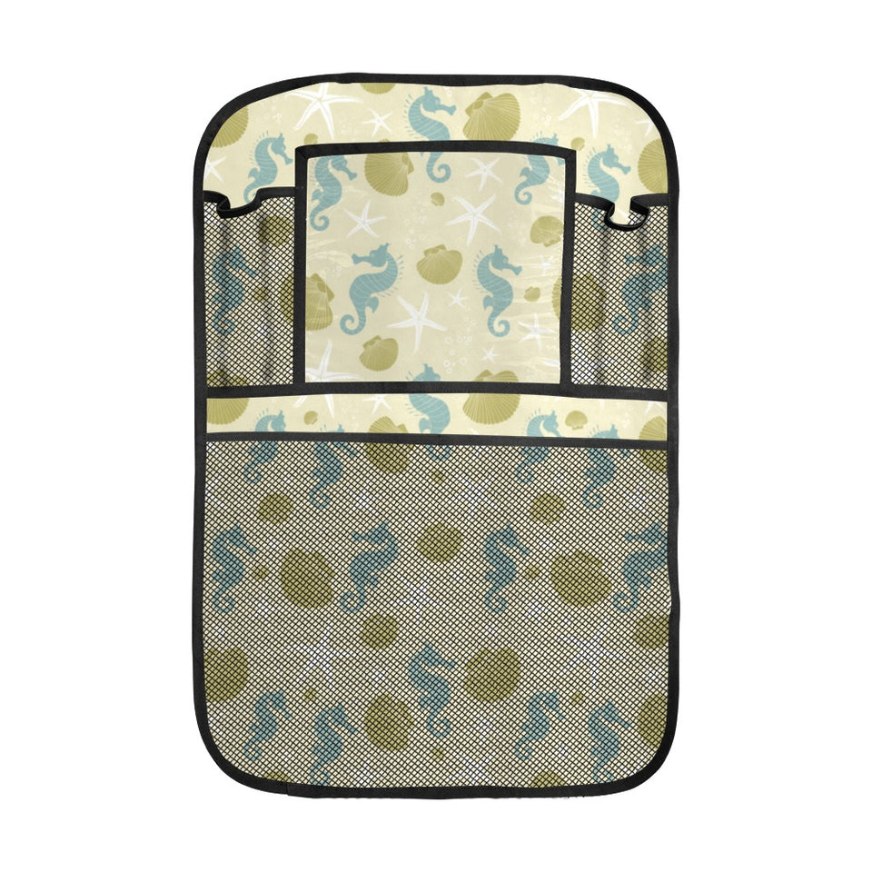 Seahorse shell starfish pattern background Car Seat Back Organizer