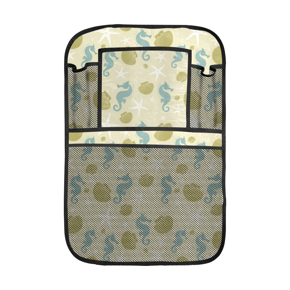 Seahorse shell starfish pattern background Car Seat Back Organizer