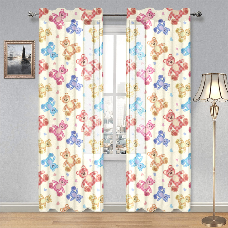 Teddy Bear Pattern Print Design 05 Gauze Curtain