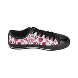 pink sketch tulip pattern Men's Low Top Canvas Shoes Black