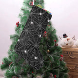 Spider web design pattern Black background white c Christmas Stocking