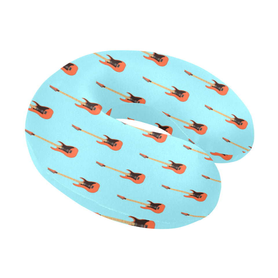 electric guitar pattern light blue background U-Shaped Travel Neck Pillow