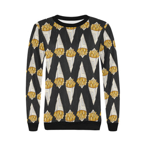French fries dark background Women's Crew Neck Sweatshirt