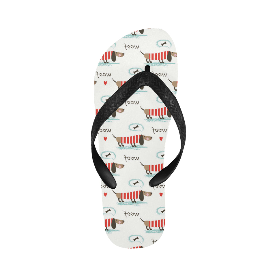 Cute dachshund bone pattern Unisex Flip Flops