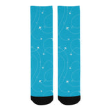 Airplane destinations blue background Crew Socks