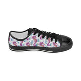 Purple seahorse blue coral pattern Kids' Boys' Girls' Low Top Canvas Shoes Black