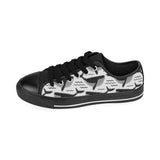 Black whale pattern Men's Low Top Canvas Shoes Black
