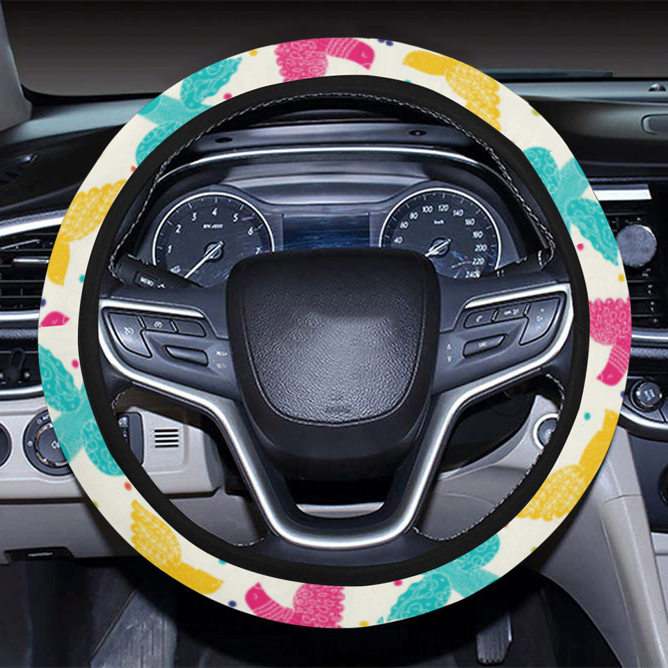 Pigeon Pattern Print Design 01 Car Steering Wheel Cover