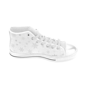 Snowflake pattern white background Men's High Top Canvas Shoes White