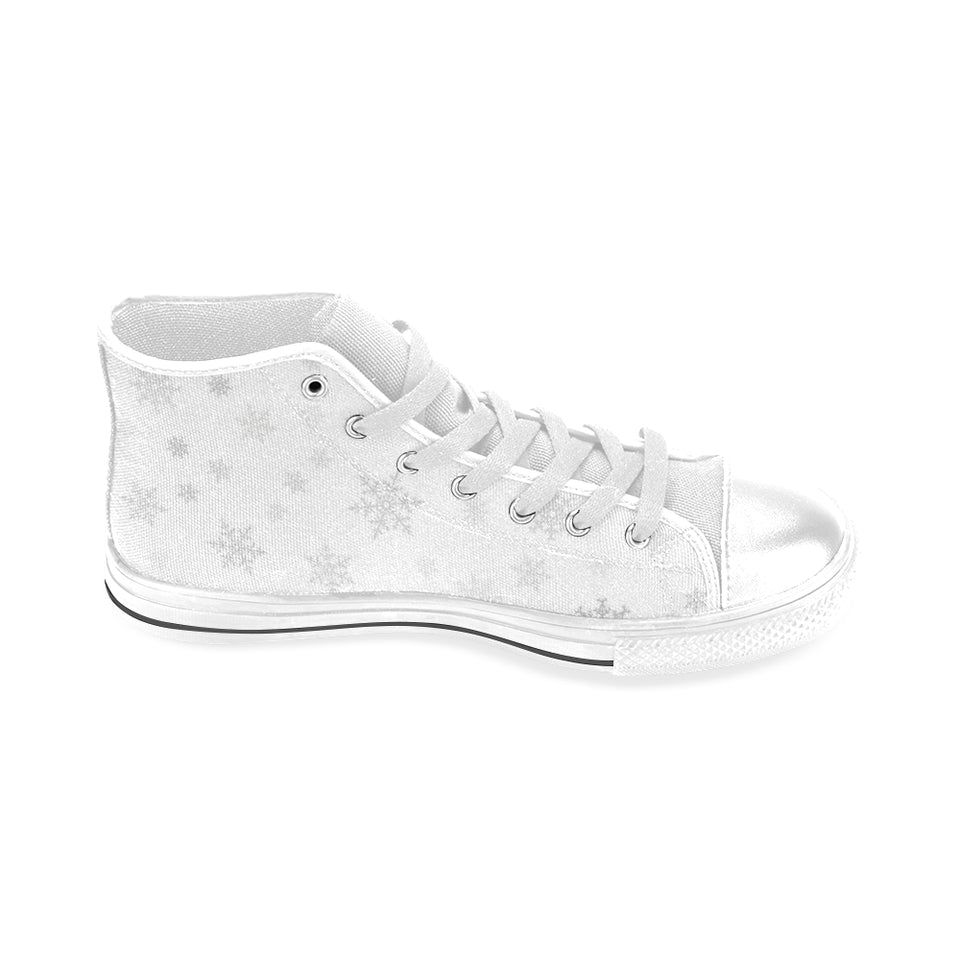 Snowflake pattern white background Men's High Top Canvas Shoes White