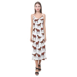 Horses running pattern background V-Neck Open Fork Long Dress
