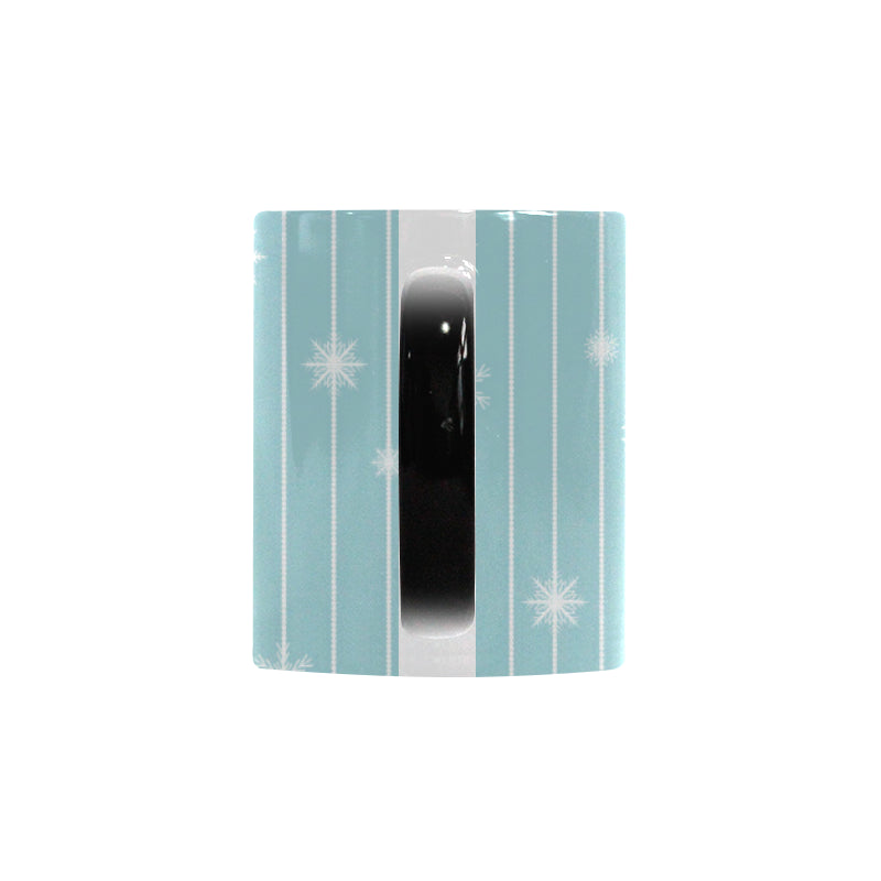 Snowflake pattern blue stripe background Morphing Mug Heat Changing Mug