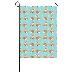 Fox pattern blue b ackground House Flag Garden Flag