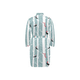 Crows christmas hat scarf Men's Long Sleeve Belted Night Robe