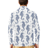 Seahorse pattern background Men's Long Sleeve Polo Shirt