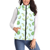 Durian pattern blue background Women's Padded Vest